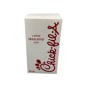 Chick fil A Large Insulated Tumbler Cup 24 oz White Red Logo No Straw